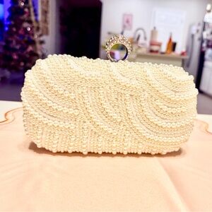 Elegant Pearl-Embellished Bridal Clutch